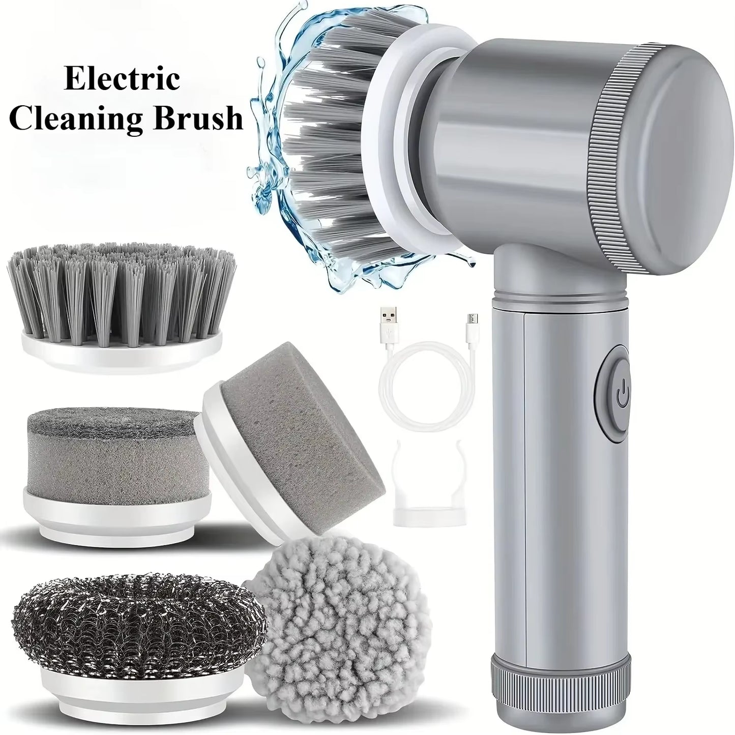 New Cordless Spin Scrubber Electric Rechargeable 5 in 1 Brush Heads for Bathroom Kitchen Tile Grout Shower Car Deep Clean