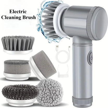 New Cordless Spin Scrubber Electric Rechargeable 5 in 1 Brush Heads for Bathroom Kitchen Tile Grout Shower Car Deep Clean