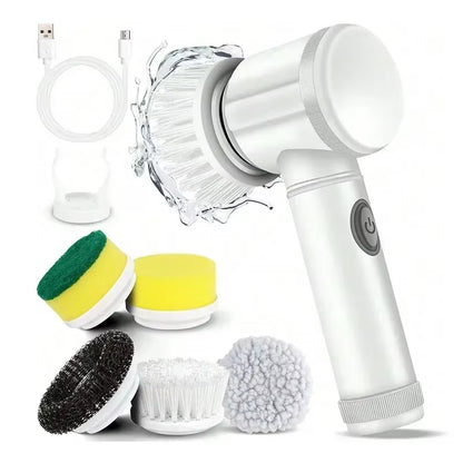 New Cordless Spin Scrubber Electric Rechargeable 5 in 1 Brush Heads for Bathroom Kitchen Tile Grout Shower Car Deep Clean