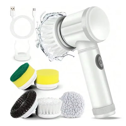 New Cordless Spin Scrubber Electric Rechargeable 5 in 1 Brush Heads for Bathroom Kitchen Tile Grout Shower Car Deep Clean
